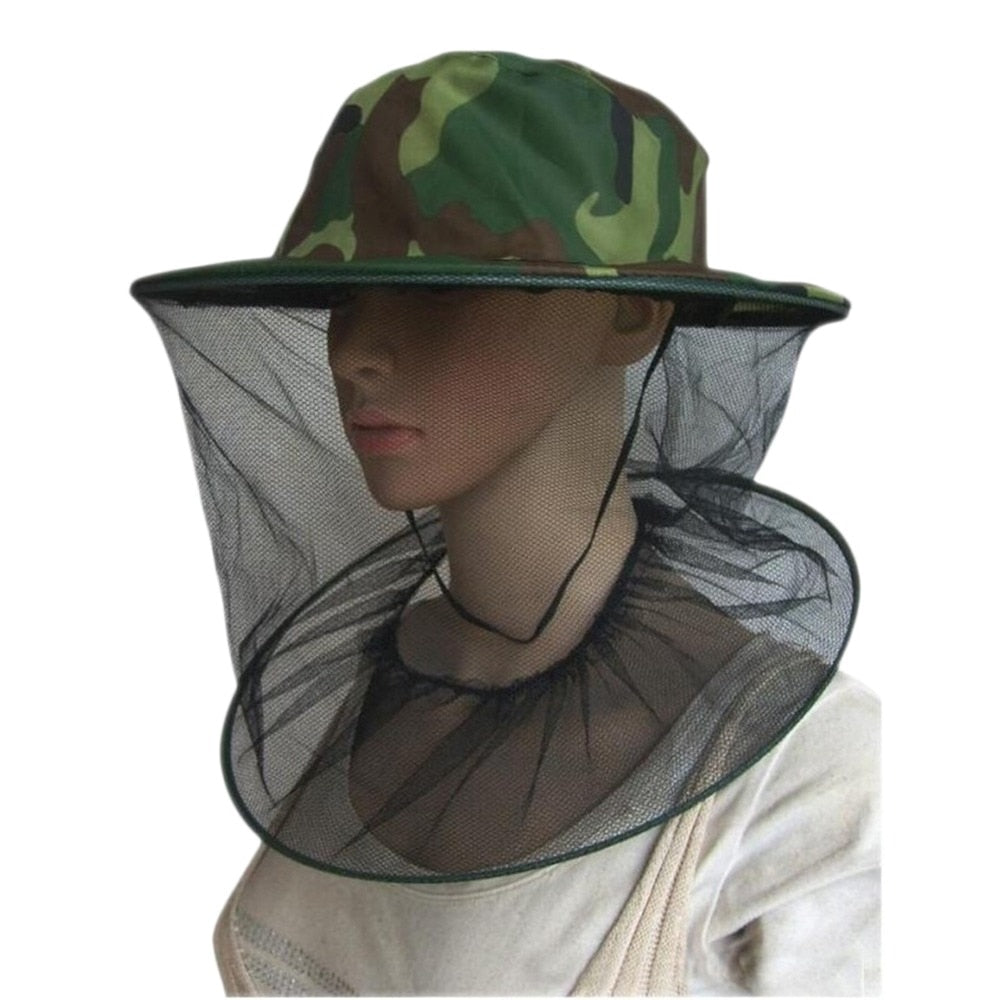 Camouflage Beekeeping Fishing Hat Insects Mosquito Net Prevention Caps Mesh Fishing Cap Mask Outdoor Sunshade Neck Head Cover